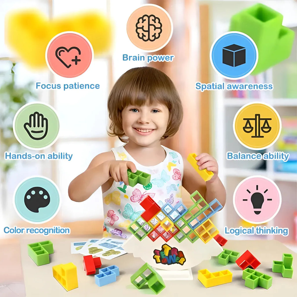 Torre Tetris Juego Equilibrio Didáctico Tetra Tower 40 Pcs