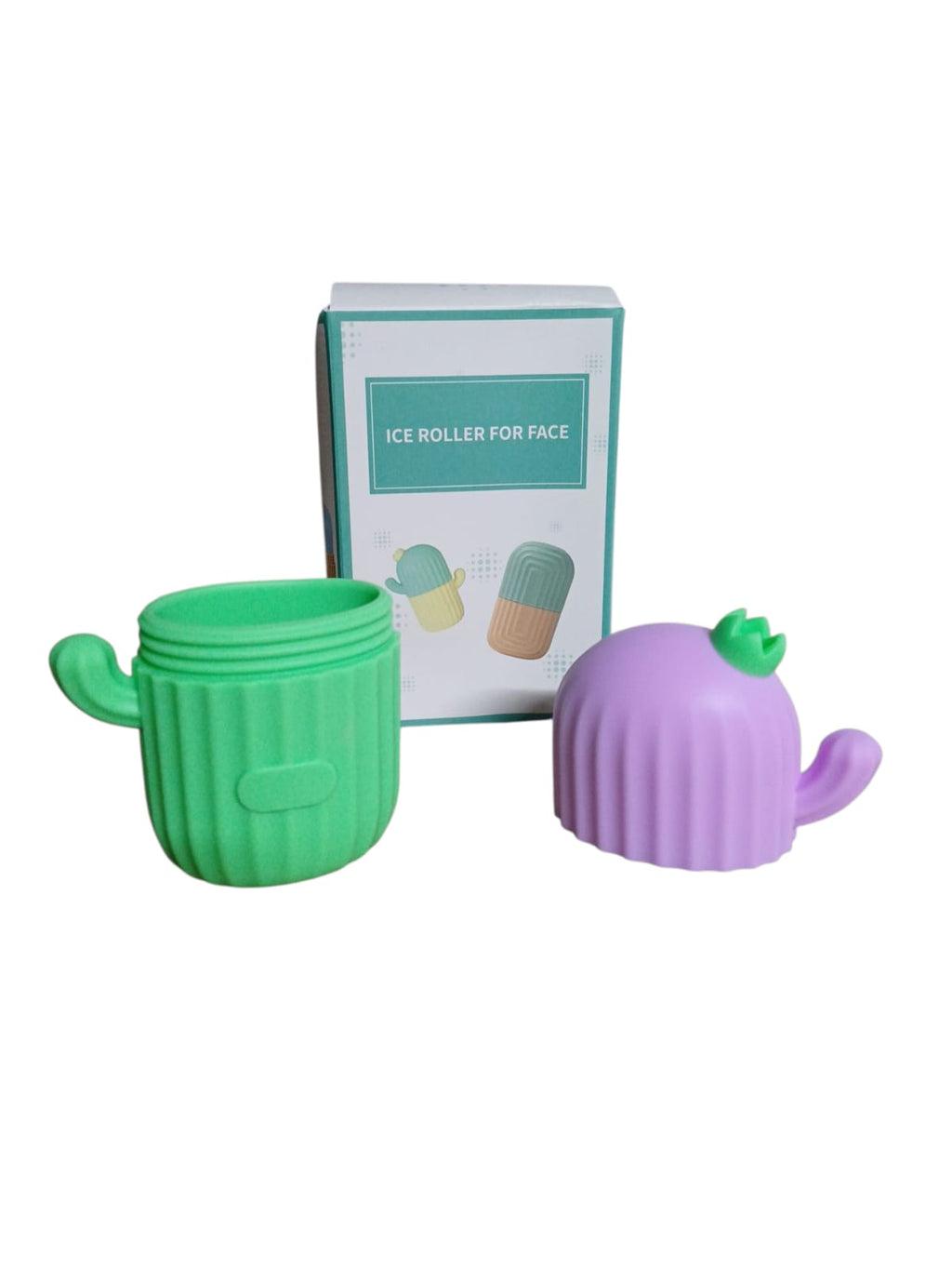 Molde silicón cactus para masaje facial con hielo skincare verde/morado