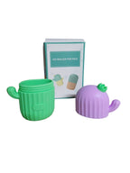 Molde silicón cactus para masaje facial con hielo skincare verde/morado