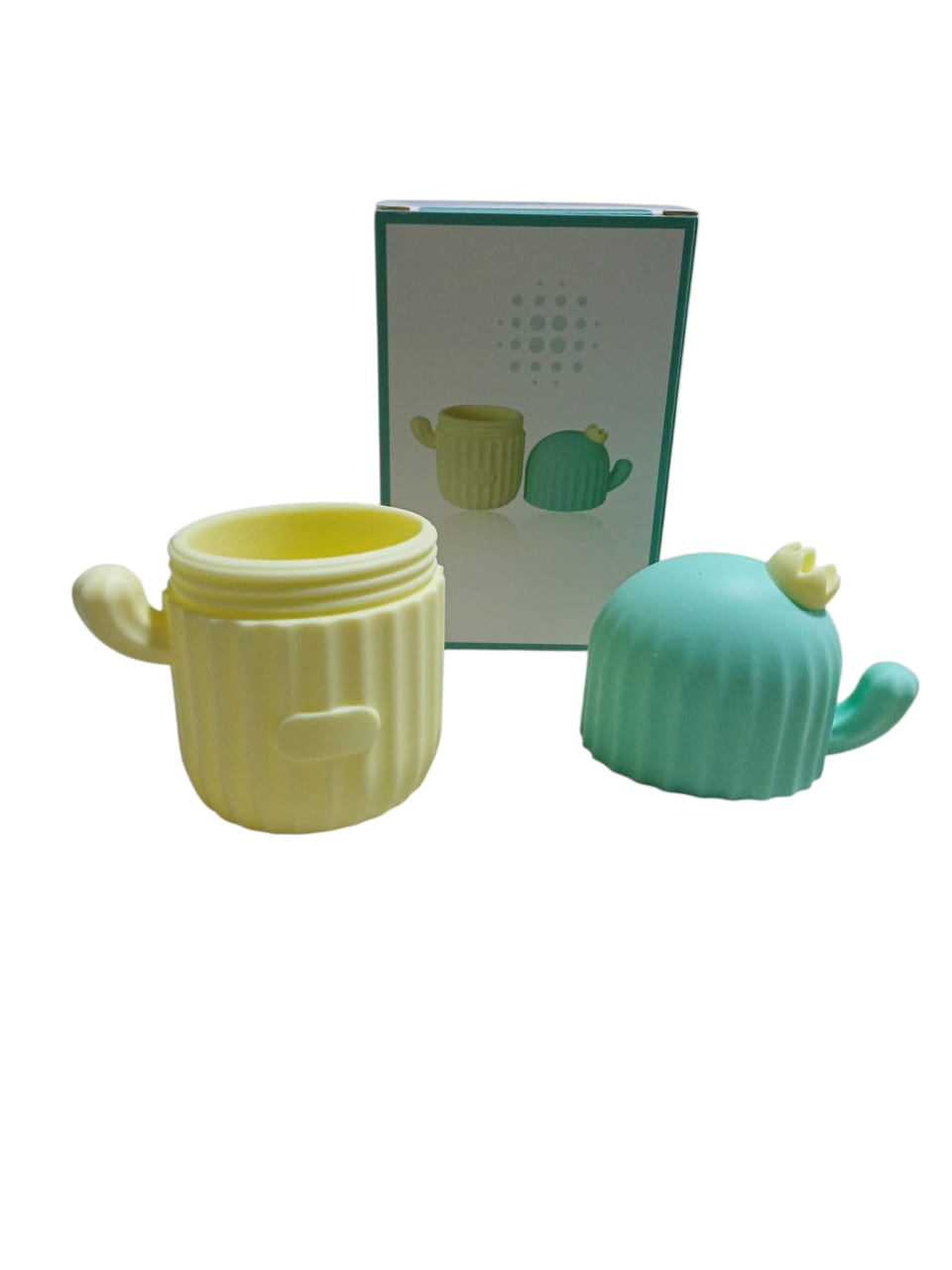 Molde silicón cactus para masaje facial con hielo skincare verde/amarillo