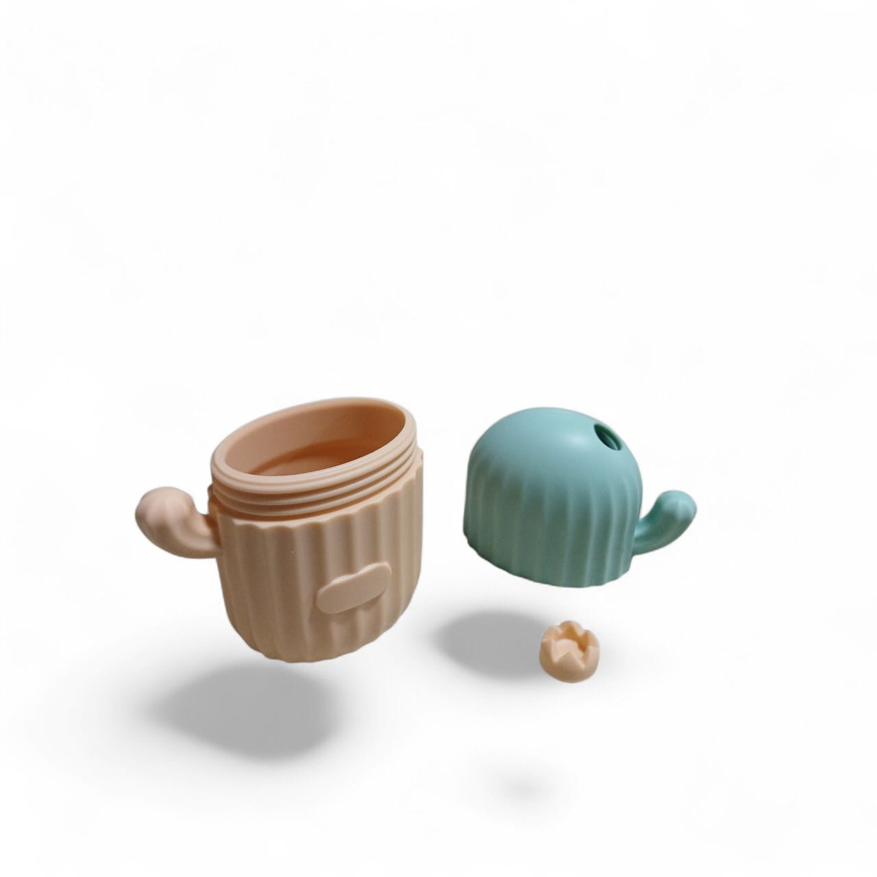 Molde silicón cactus para masaje facial con hielo skincare verde/salmón