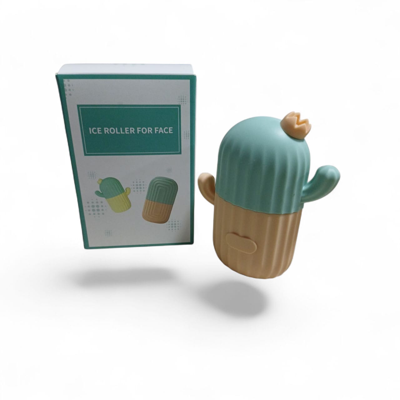 Molde silicón cactus para masaje facial con hielo skincare verde/salmón