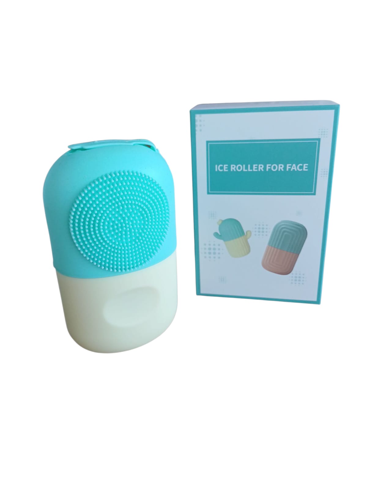 Molde silicón cepillo para masaje facial con hielo skincare verde/amarillo