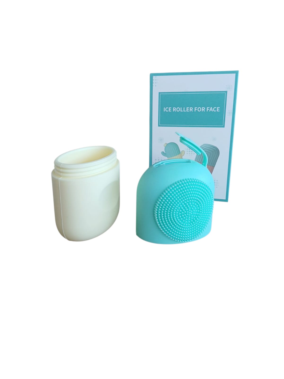 Molde silicón cepillo para masaje facial con hielo skincare verde/amarillo