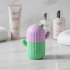 Molde silicón cactus para masaje facial con hielo skincare verde/morado