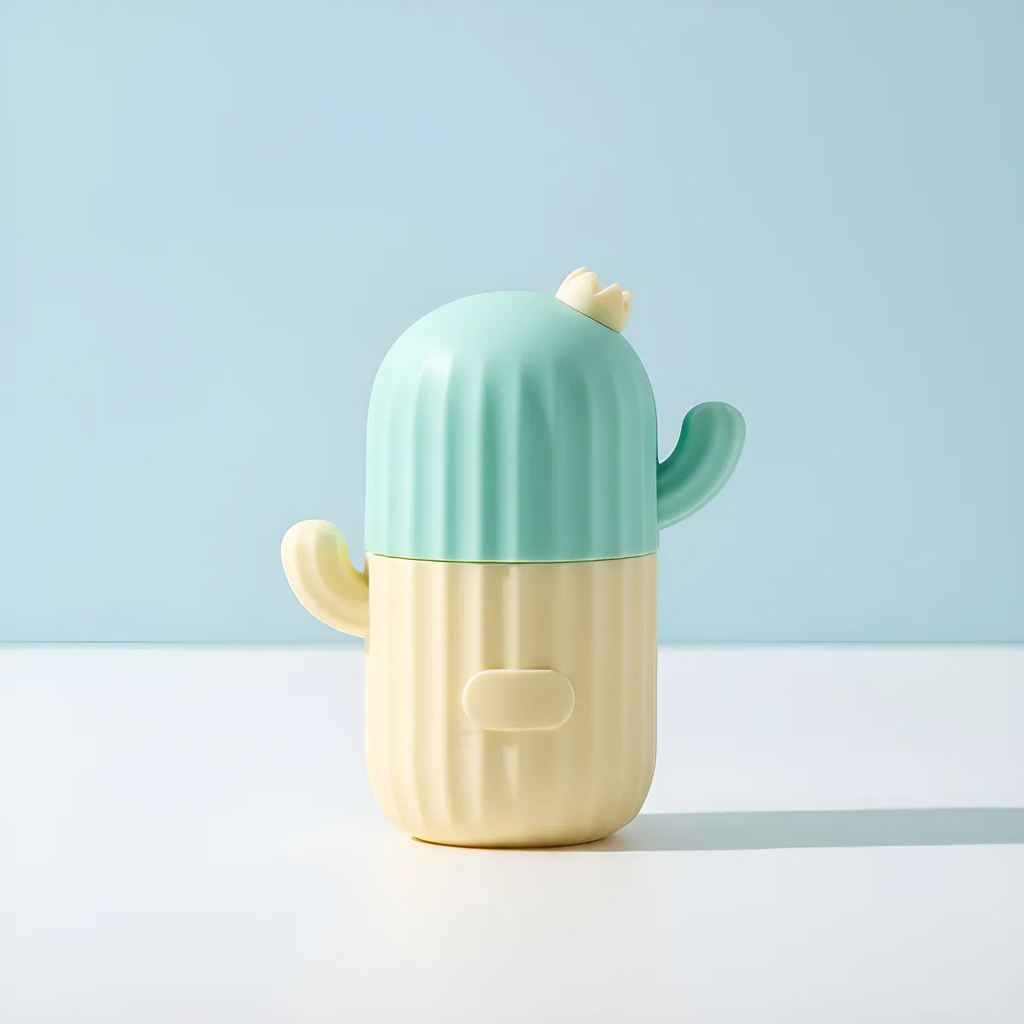 Molde silicón cactus para masaje facial con hielo skincare verde/amarillo