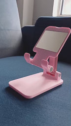 Soporte para celular o tablet de mesa color rosa (incluye espejo)