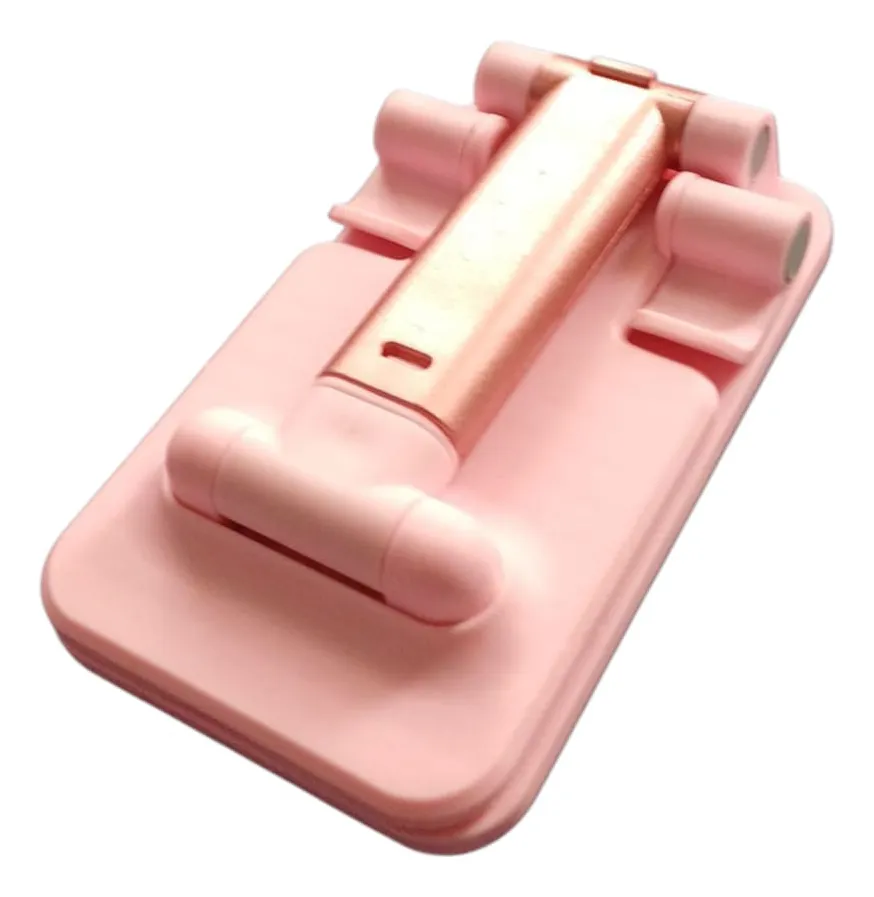 Soporte para celular o tablet de mesa color rosa (incluye espejo)