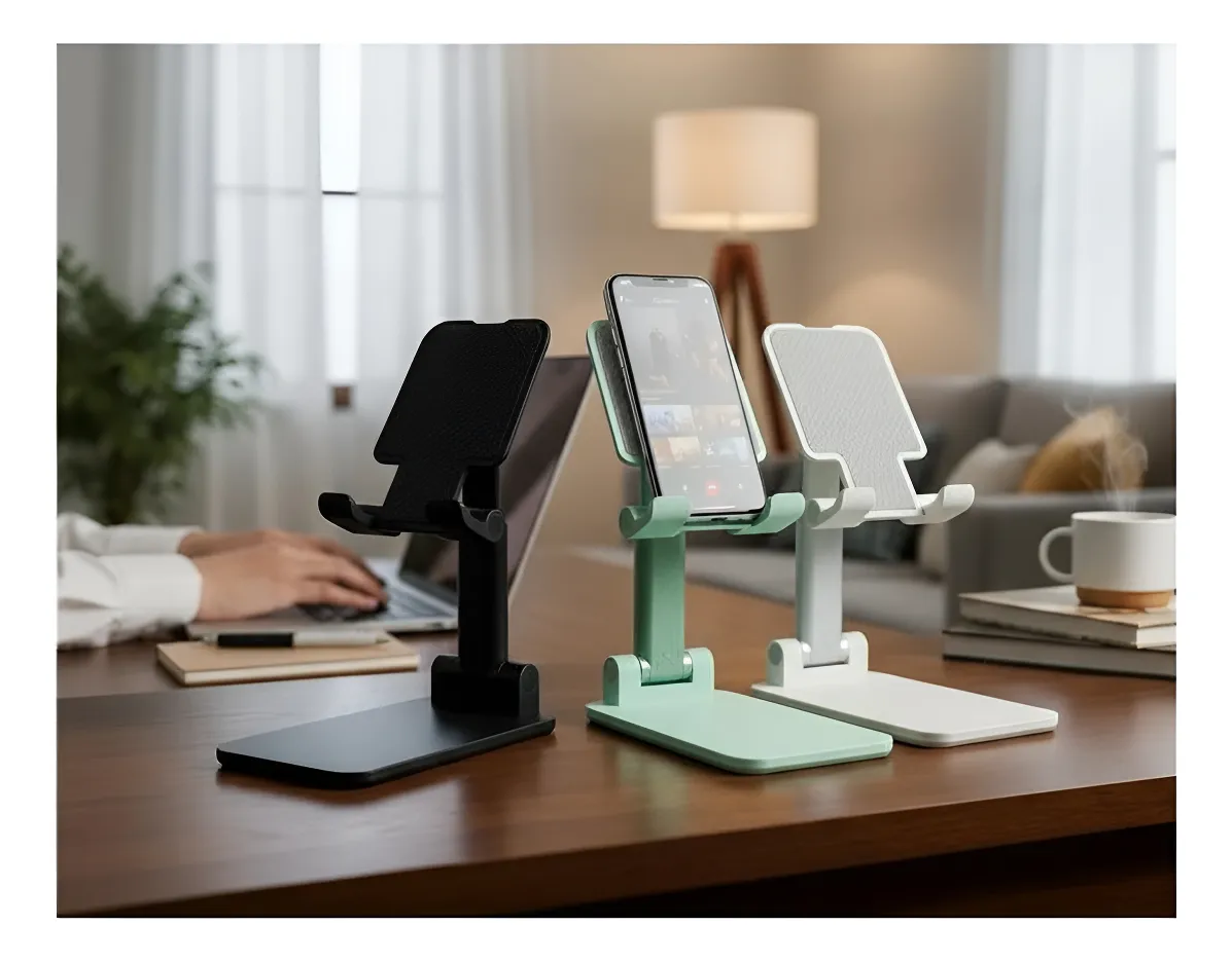 Soporte para celular o tablet de mesa color negro